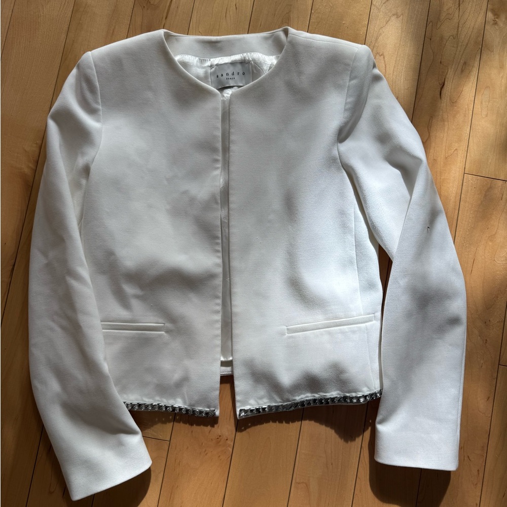 Sandro White Women's Blazer with chain